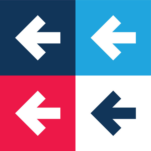 Seta Apontando para esquerda azul e vermelho quatro cores conjunto de ícones mínimos - Vetor, Imagem