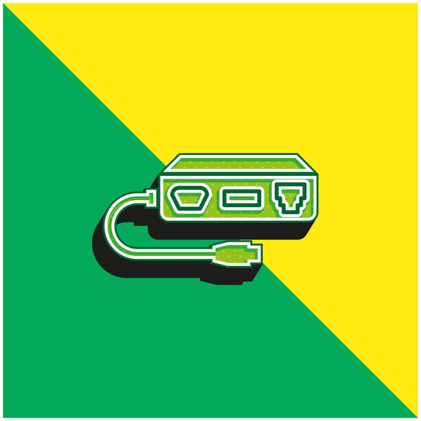 Adaptateur Logo d'icône vectorielle 3D moderne vert et jaune - Vecteur, image