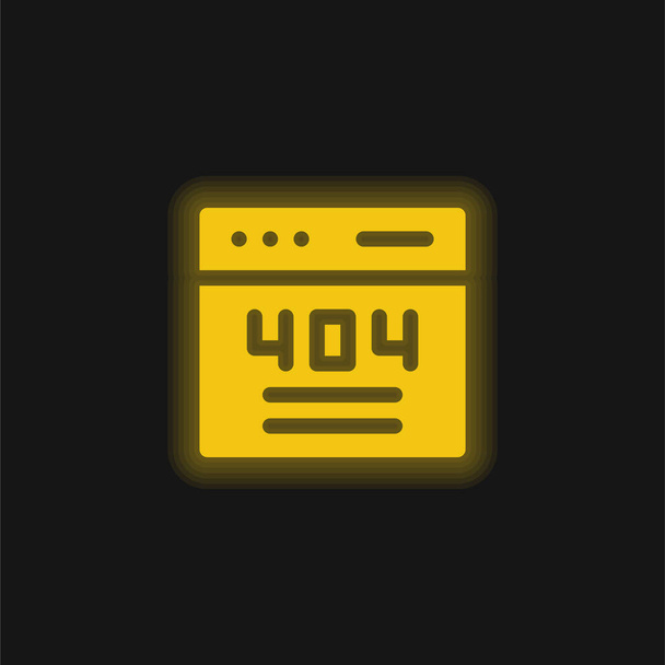 404 amarillo brillante icono de neón - Vector, Imagen