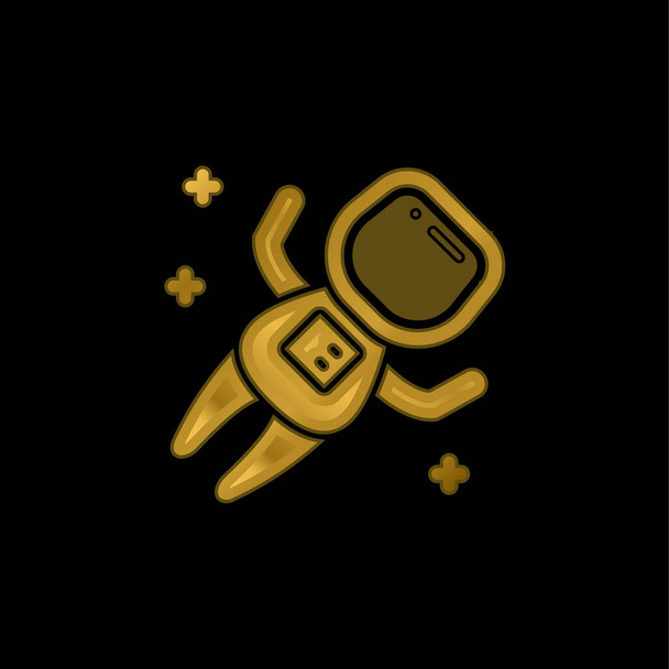Astronauta banhado a ouro ícone metálico ou vetor logotipo - Vetor, Imagem