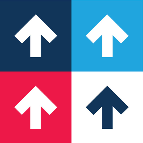 Šipka směřující nahoru modrá a červená čtyři barvy minimální ikona nastavena - Vektor, obrázek