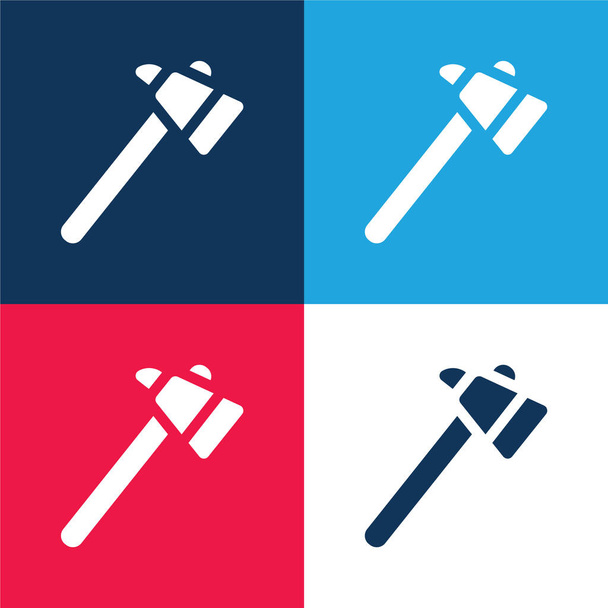 Ensemble d'icônes minimales quatre couleurs bleu et rouge Ax - Vecteur, image