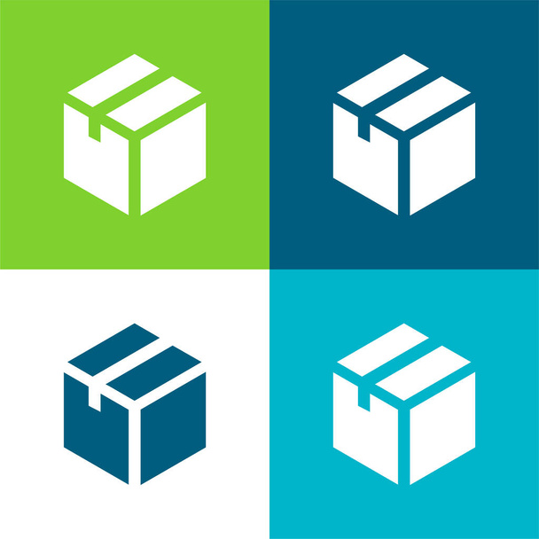 Boîte Ensemble d'icônes minimal plat quatre couleurs - Vecteur, image