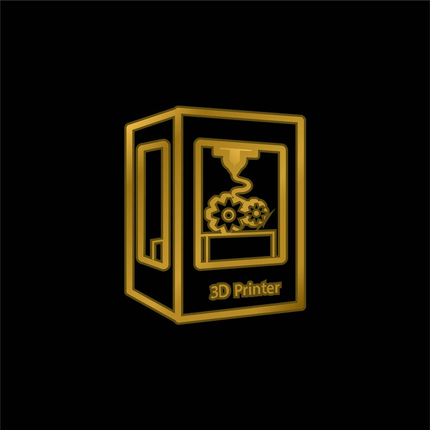 Impostazioni dello strumento stampante 3d icona metallica placcata oro o vettore logo - Vettoriali, immagini