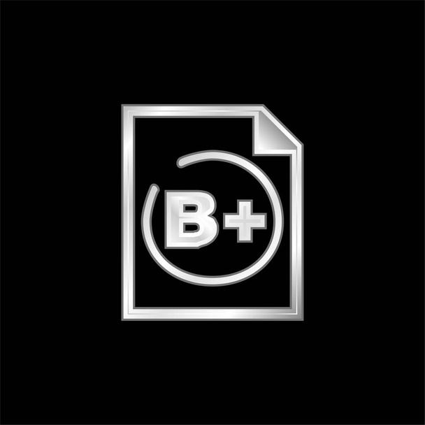 B Symbole d'évaluation de l'élève icône métallique argentée - Vecteur, image