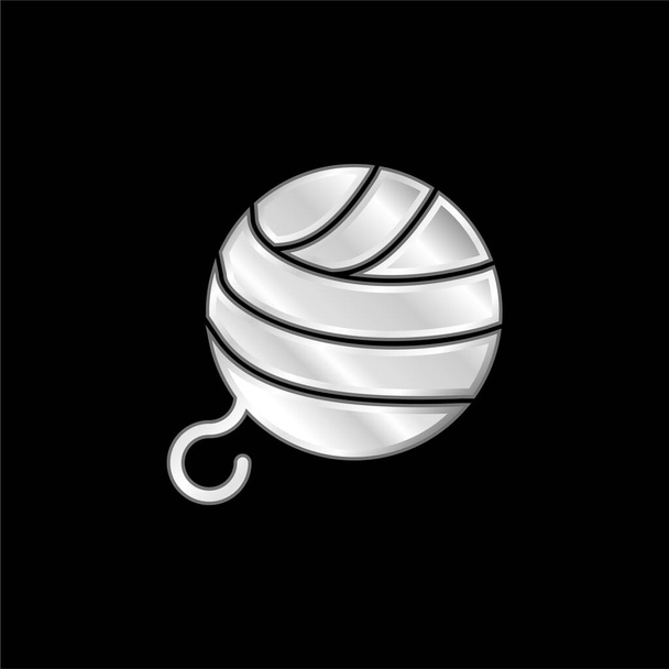 ウール銀メッキ金属アイコンのボール - ベクター画像