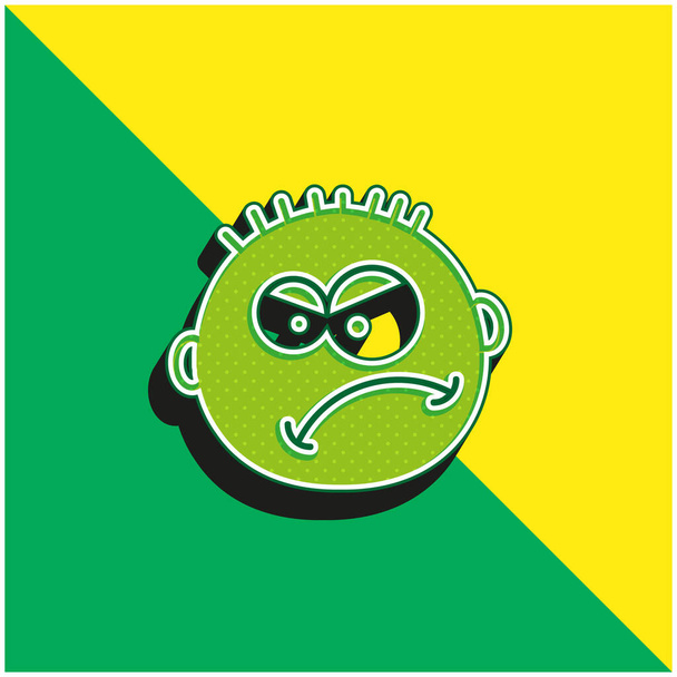 Θυμωμένος πράσινο και κίτρινο σύγχρονο 3d διάνυσμα εικονίδιο λογότυπο - Διάνυσμα, εικόνα