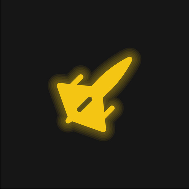 Attack Plane keltainen hehkuva neon kuvake - Vektori, kuva