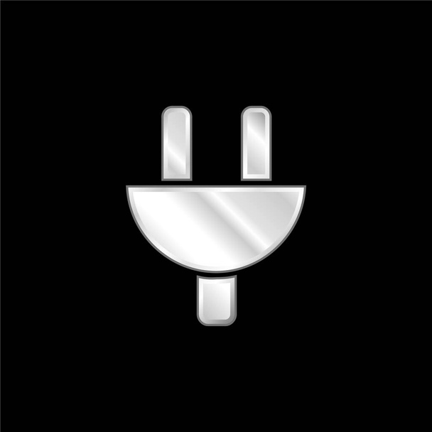 Plug Head negro plateado icono metálico - Vector, Imagen