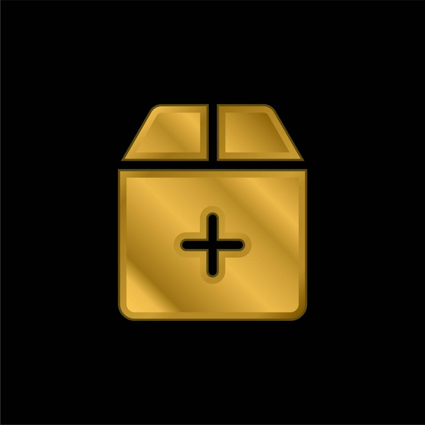 Altın kaplama metalik simge ya da logo vektörü ekle - Vektör, Görsel