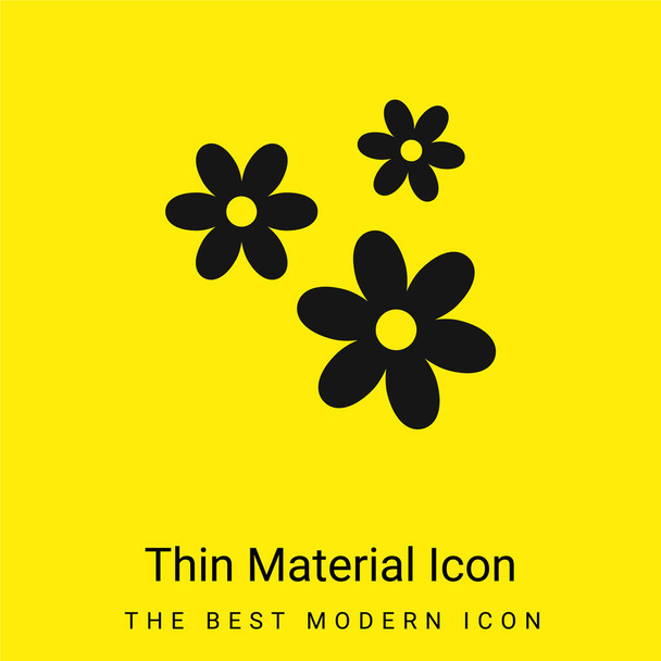 3 Flowers minimal bright yellow material icon - Vector, Image