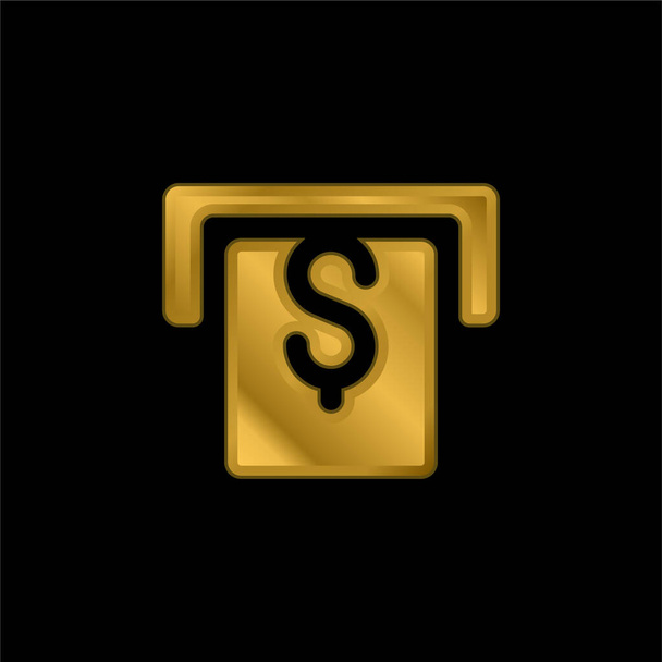 Icono metálico chapado en oro ATM o vector de logotipo - Vector, imagen