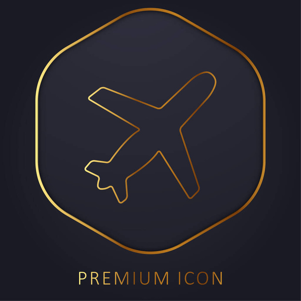 Avion Forme noire Ascendant rotatif à droite ligne d'or logo premium ou icône - Vecteur, image