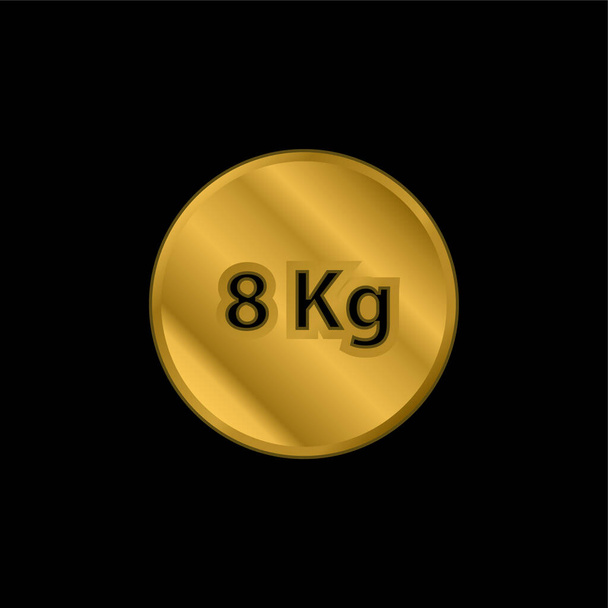 8 kg Waga dla sportu złoty metaliczny ikona lub wektor logo - Wektor, obraz