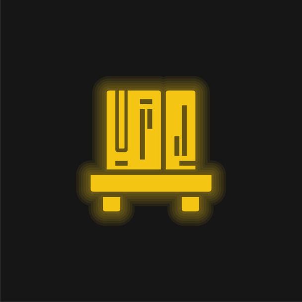 Bibliothèque jaune brillant icône néon - Vecteur, image