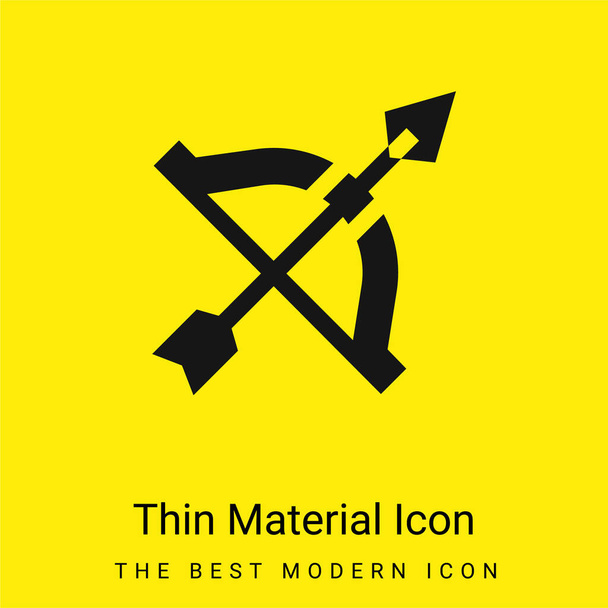 Íj és nyíl minimális fényes sárga anyag ikon - Vektor, kép
