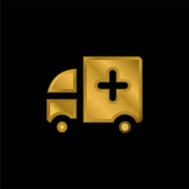 Ambulance vergulde metalic icoon of logo vector - Vector, afbeelding