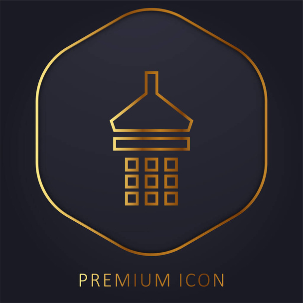 Baño Ducha línea dorada logotipo premium o icono - Vector, Imagen