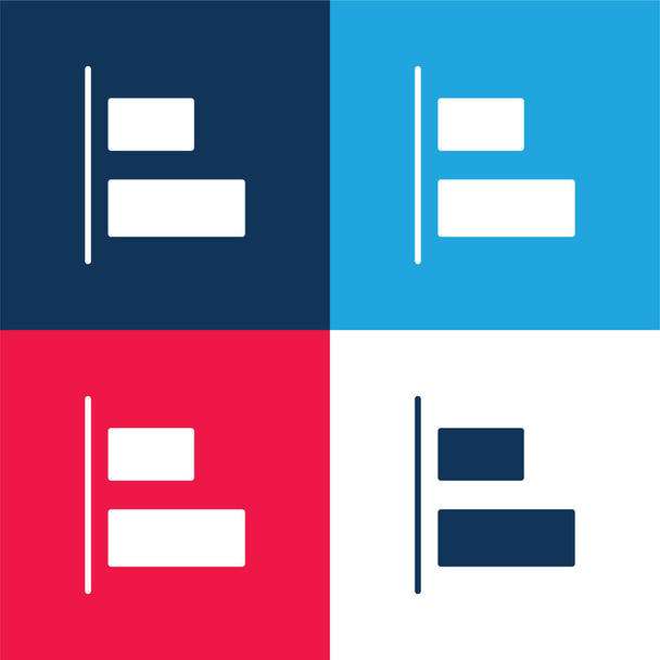 Alinear izquierda azul y rojo conjunto de iconos mínimo de cuatro colores - Vector, Imagen