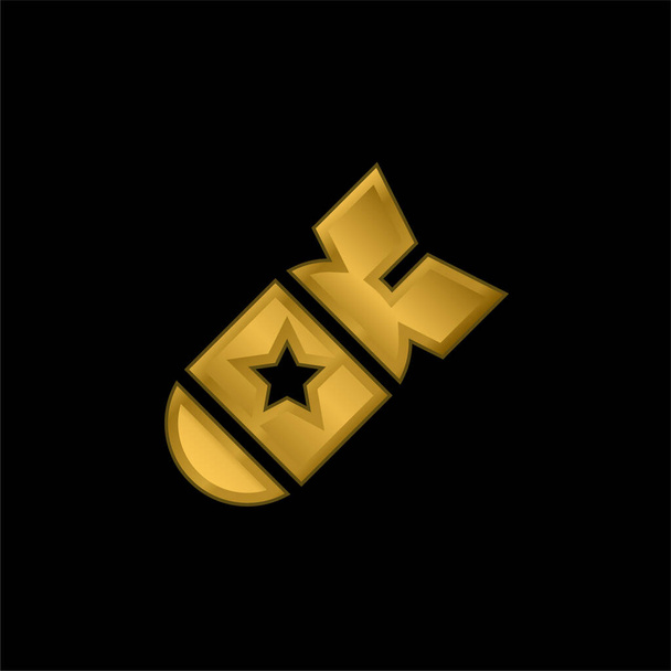 Bomba chapado en oro icono metálico o logo vector - Vector, imagen