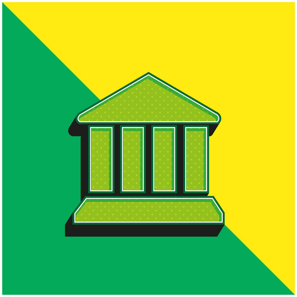 Bank Green and yellow modern 3d vector icon logo - Vector, Image