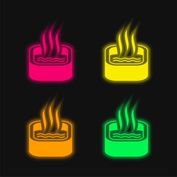 Daldırma Banyosu 4 renkli parlayan neon vektör simgesi - Vektör, Görsel