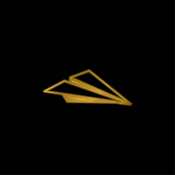 Avião de folha de papel banhado a ouro ícone metálico ou vetor logotipo - Vetor, Imagem
