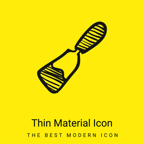 Herramienta de construcción dibujada a mano cuchilla mínimo icono de material amarillo brillante - Vector, imagen