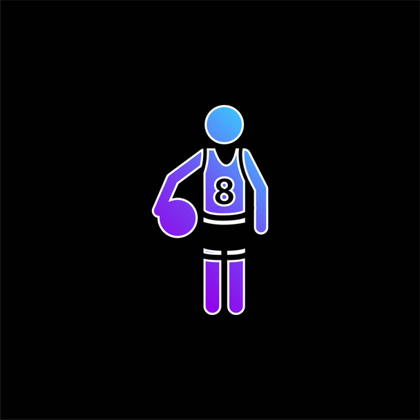 Kosárlabda játékos a labda kék gradiens vektor ikon - Vektor, kép