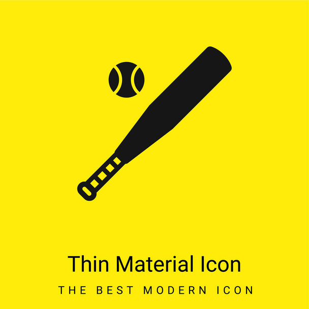 Béisbol mínimo icono de material amarillo brillante - Vector, Imagen