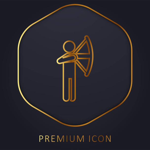 Archery golden line premium logo or icon - Vector, Image