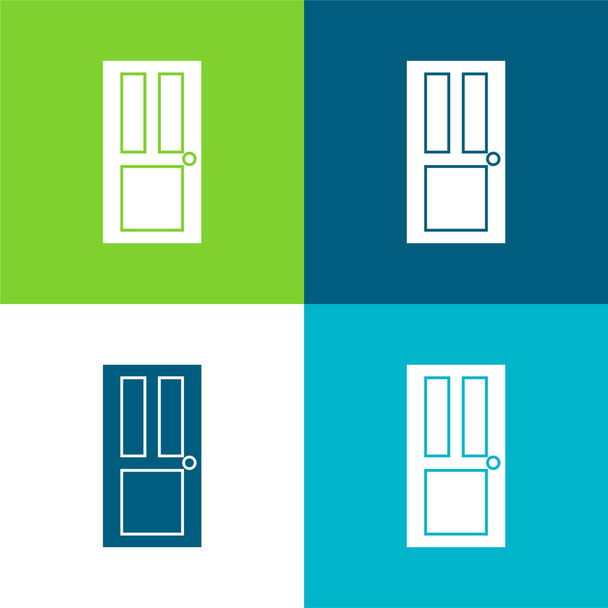 Fekete ajtó Lapos négy szín minimális ikon készlet - Vektor, kép