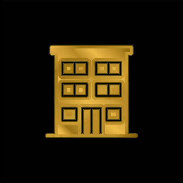 アパートゴールドメッキ金属アイコンやロゴベクトル - ベクター画像