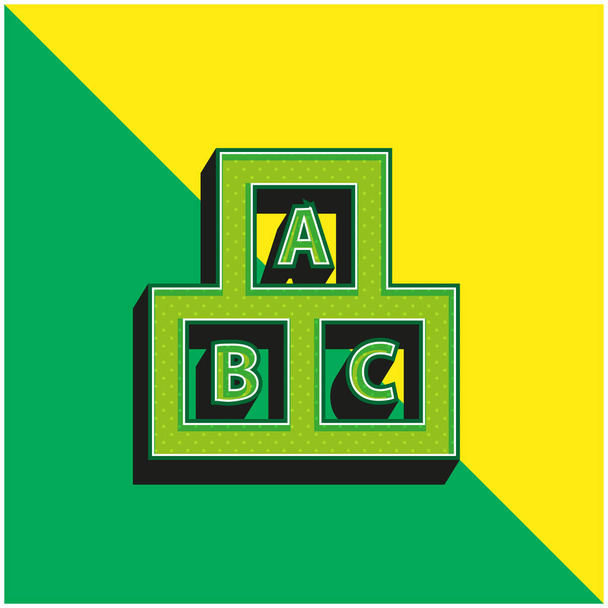 ABC Cubes For Education Green and yellow modern 3d vector icon - Вектор, зображення