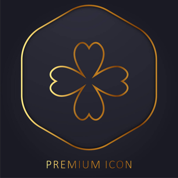 4 Leaf Clover ligne d'or logo premium ou icône - Vecteur, image