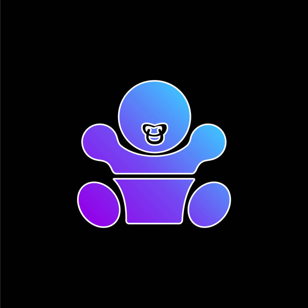 Bebê com ícone de vetor gradiente azul de chupeta - Vetor, Imagem