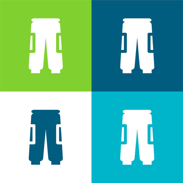 Poşet Pantolon Düz 4 renk minimal simge seti - Vektör, Görsel