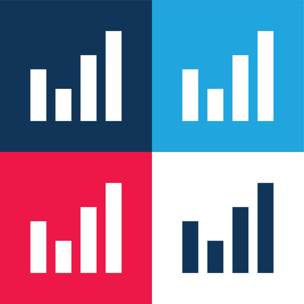 Sloupcový graf modrá a červená čtyři barvy minimální ikona nastavena - Vektor, obrázek