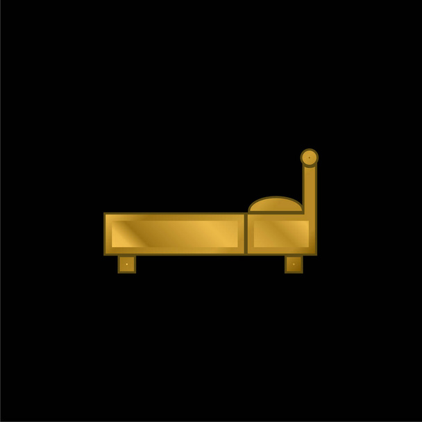 Bed Profile gold plated metalic icon or logo vector - Vector, Image
