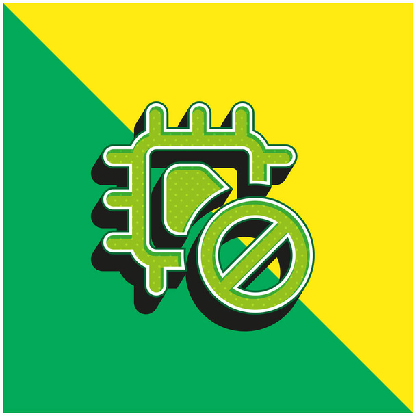禁止緑と黄色の現代的な3Dベクトルのアイコンのロゴ - ベクター画像