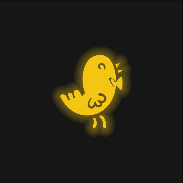 鳥の黄色の輝くネオンアイコン - ベクター画像