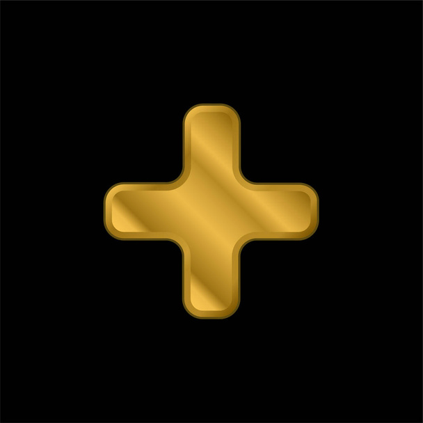 Signo negro Plus chapado en oro icono metálico o logo vector - Vector, imagen