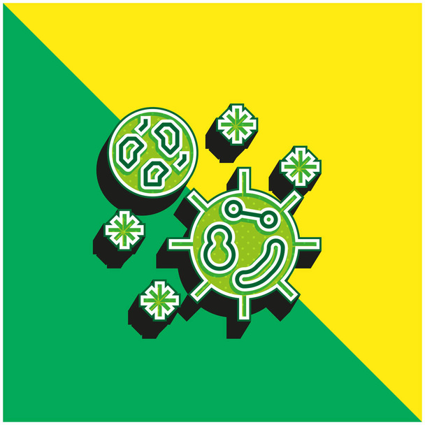 Bakterien Grünes und gelbes modernes 3D-Vektorsymbol-Logo - Vektor, Bild