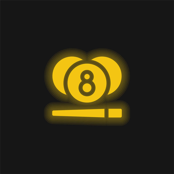Більярд жовта сяюча неонова ікона
 - Вектор, зображення
