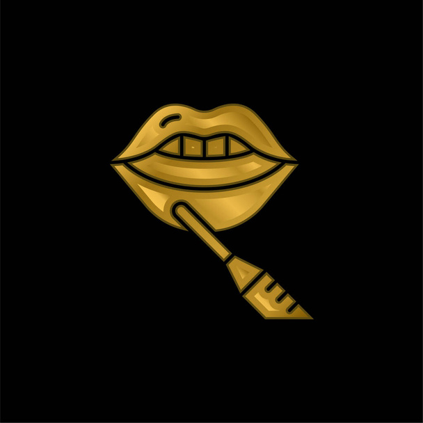 Botox banhado a ouro ícone metálico ou vetor logotipo - Vetor, Imagem