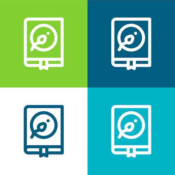 Prenota Set di icone minime a quattro colori Flat - Vettoriali, immagini