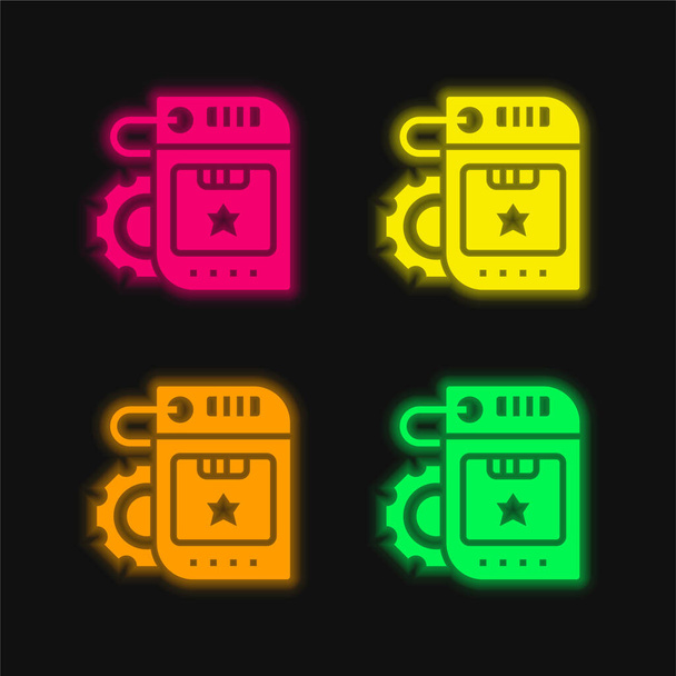 Značka čtyři barvy zářící neonový vektor ikona - Vektor, obrázek