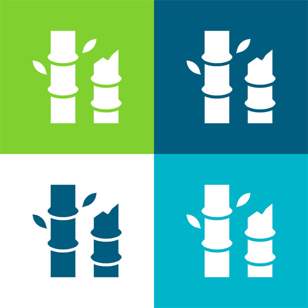 Bambu Plano de quatro cores conjunto de ícones mínimos - Vetor, Imagem