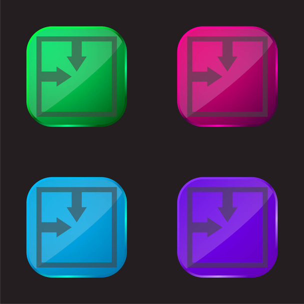 Absolute Position four color glass button icon - Vector, Image