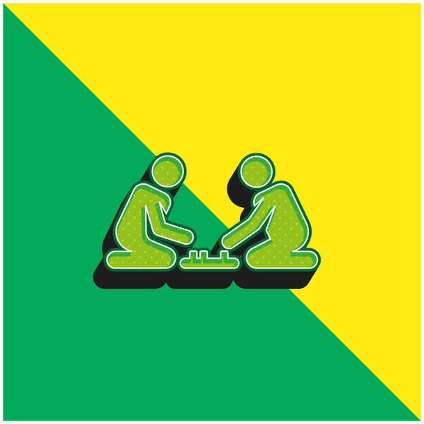 Brettspiele Grünes und gelbes modernes 3D-Vektorsymbol-Logo - Vektor, Bild